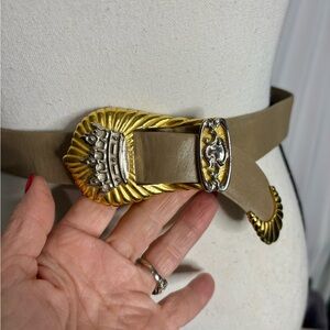 Vintage Judith Lieber Crown silver gold embellished belt